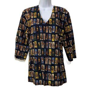 Tracy Negoshian Womens XS Navy Blouse‎ Tunic Top